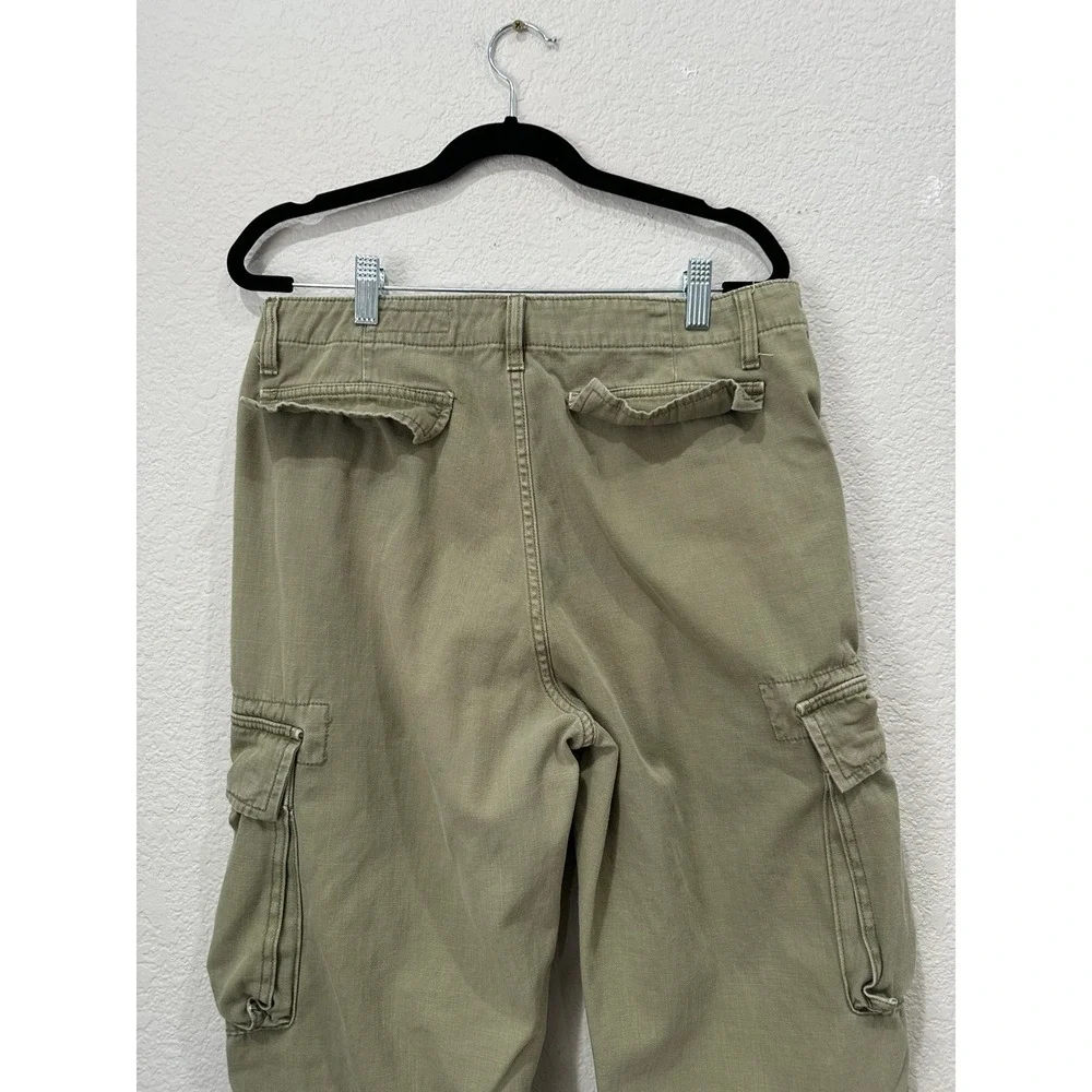 Zara Women Olive Green Cargo Pants Utility Multi Pocket Drawstring Hem Size 6